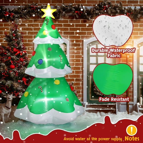 6.9 FT Lighted Inflatable Christmas Tree Decoration - Blow Up Yard Decor with Built-in LED Lights for Holiday Party Front Yard, Lawn & Garden