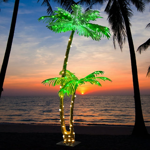6.9 Ft 202 LED Colorful Lighted Palm Trees with Remote Control, Outdoor