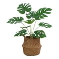 thumbnail image 1 of 6 - 9 Head Potted Plants for Home Interior Decor, Floor Standing Green Plants, Easy Assembly, Faux Monstera Plant Purple, 1 of 9