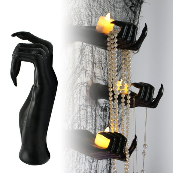 Halloween Wall Decor Indoor Outdoor, 6.9 Inch Life-Sized Reaching Hands for Spooky Gothic Home Haunt, Wall Mounted Props, Resin Hands for Haunted House Party Decoration