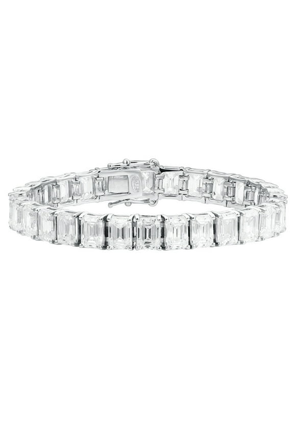 6-9 Inches Emerald Cut Moissanite Tennis Bracelet for Women Width 7MM D Color VVS1 S925 Sterling Silver Lab Created Diamond Tennis Bracelet Perfect for Daily Wear