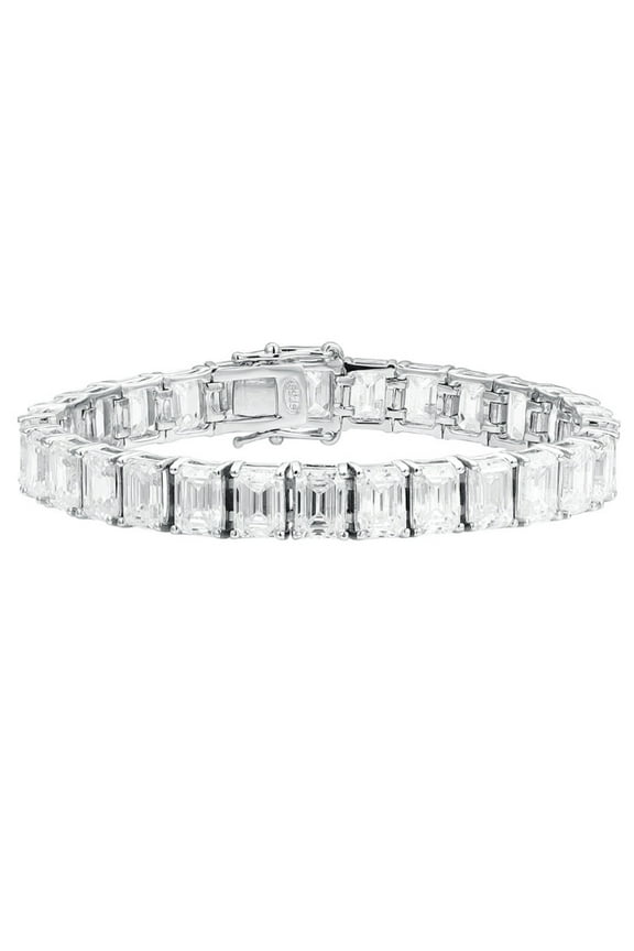 6-9 Inches Emerald Cut Moissanite Tennis Bracelet for Women Width 7MM D Color VVS1 S925 Sterling Silver Lab Created Diamond Tennis Bracelet Perfect for Daily Wear
