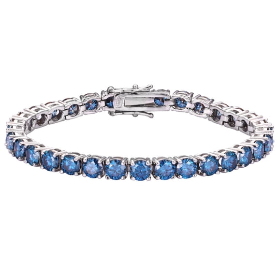 6-9 Inches Round Cut Royal Blue Moissanite Tennis Bracelet for Women 5MM D Color VVS1 S925 Sterling Silver Lab Created Diamond Tennis Bracelet Perfect for Daily Wear