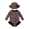 thumbnail image 1 of 6-9 Month Bathing Suit Girls Long Sleeve Snap Button Swimsuit With Matching Sun Hat For Baby Girls UPF 50+ Rash Guard Swimwear Set, 1 of 4