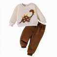 thumbnail image 1 of 6-9 Months Infant Boys Dinosaur Fleece Sweatshirt and Pants Set,2-Piece Outfit,Warm Pullover for Fall Winter, 1 of 9