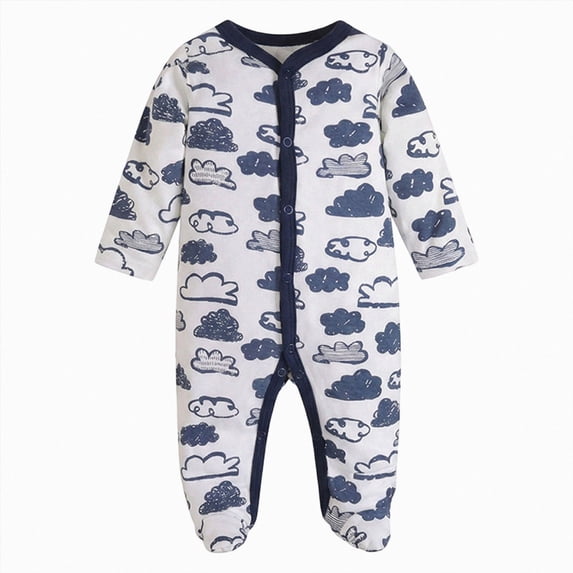 6-9 Months Newborn Baby Bodysuit Footies Romper Baby Boys Girls Cotton Jumpsuit Cute Footed Long Sleeve Button Bodysuit Black Rompers Baby Gift