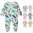 thumbnail image 1 of 6-9 Months Newborn Baby Boys Girls Cotton Jumpsuit Cute Footed Long Sleeve Sleep & Play One-Piece Bodysuit 6-12 Months 12-24 Months, 1 of 6