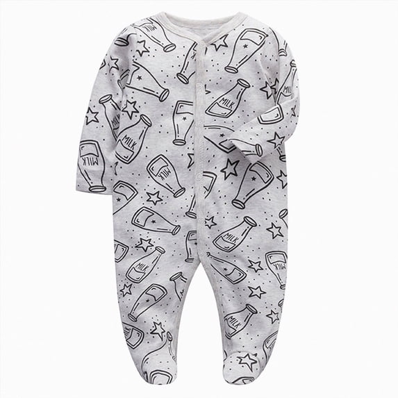 6-9 Months Newborn Baby Boys Girls Jumpsuit Footed Long Sleeve Button Bodysuit Outfits Pajamas Sleep & Play