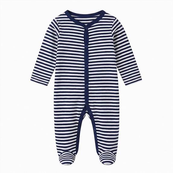 6-9 Months Newborn Baby Boys Girls Jumpsuit Footed Long Sleeve Button Bodysuit Outfits Warm Snowsuit Jumpsuit Unisex Fall Winter