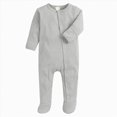 thumbnail image 1 of 6-9 Months Newborn Baby Long Sleeve Footed Romper Ribbed Knit Bodysuit Jumpsuit, 1 of 5