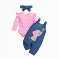 thumbnail image 1 of 6-9 Months Newborn Outfits Girls Long Ruffles Gils 2Pc Set Baby Girl Set Bow Strappy Pants Triangle Long Sleeve Children's Gift Set Girls Pink Tracksuit, 1 of 6