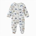 thumbnail image 1 of 6-9 Months Newborn Preemie Baby Bodysuit Boy Girl Climbing Suit Baby Boys Girls Cotton Jumpsuit Footed Long Sleeve Button Bodysuit Dark Blue Rompers Baby Gift, 1 of 5