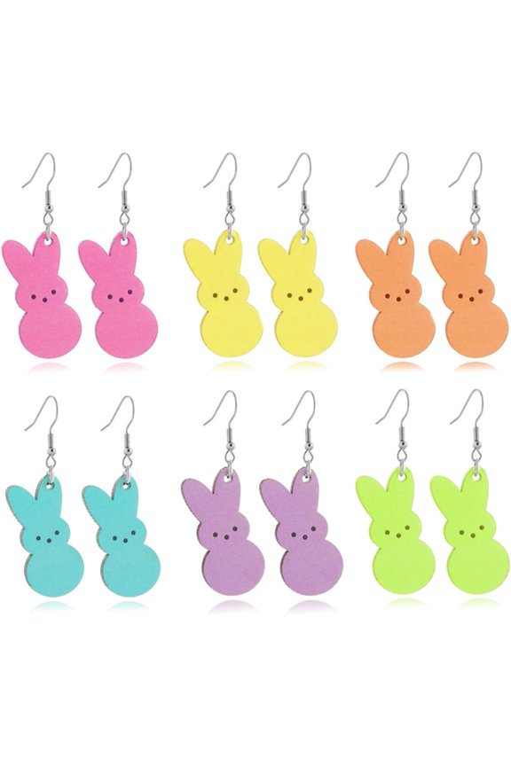 6 - 9 Pairs Easter Earrings for Women Lightweight Cartoon Rabbit Egg Earrings, Style R1903