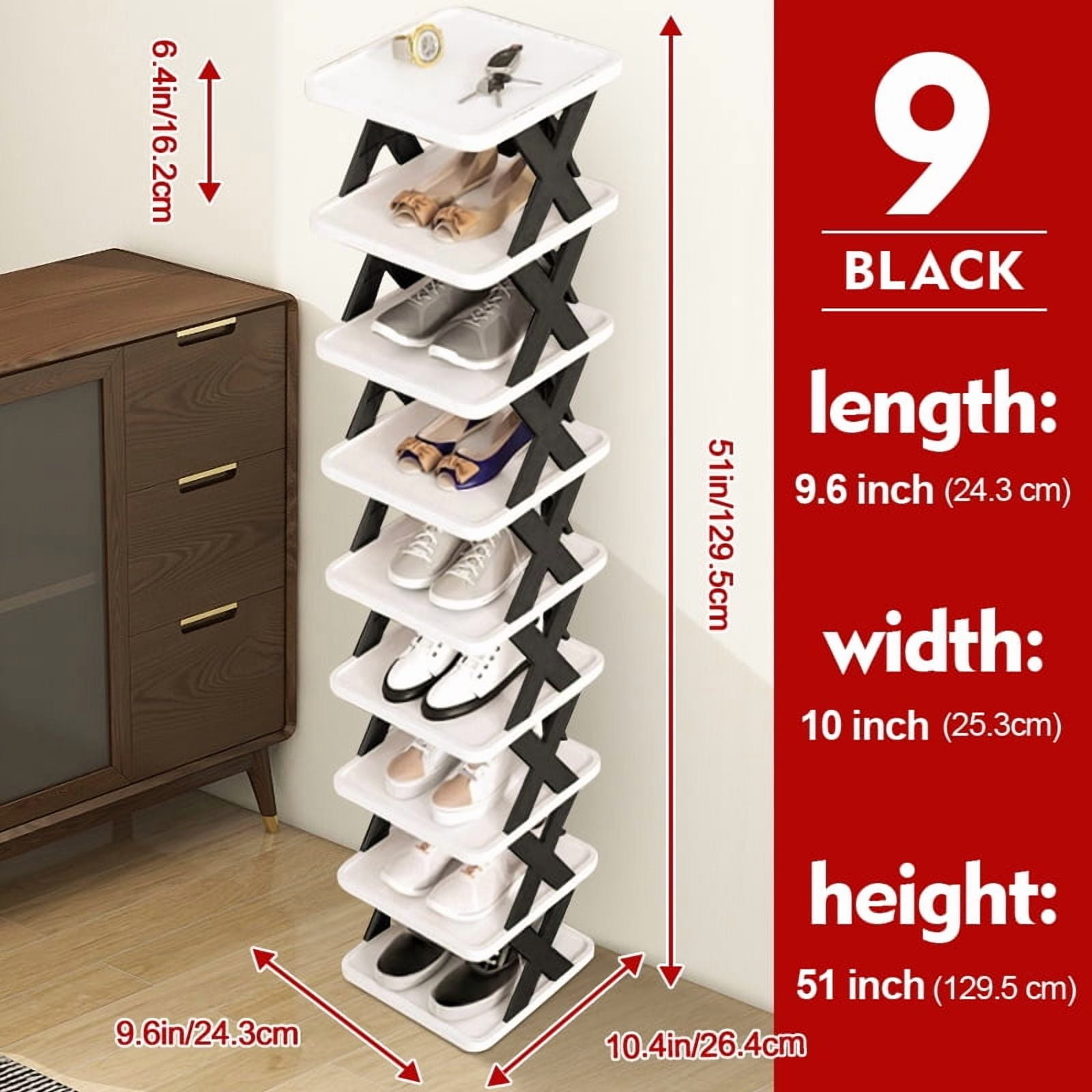 6/9 Tier Narrow Shoe Rack Small Vertical Shoe Stand Space Saving DIY