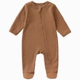 thumbnail image 1 of 6-9 Years Infant Jumpsuit Baby Clothes Toddler Newborn Comfy Cotton Unisex Cute Boy Girl Rompers Pjs Pajamas Romper,Brown Jumpsuit Bodysuit, 1 of 4