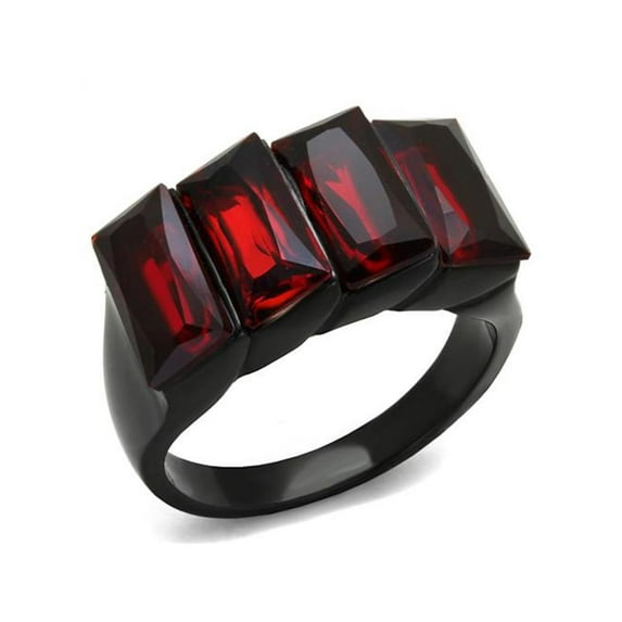 6.96 Ct Emerald Cut Siam Cz Black Stainless Steel Fashion Ring Women's Size 9