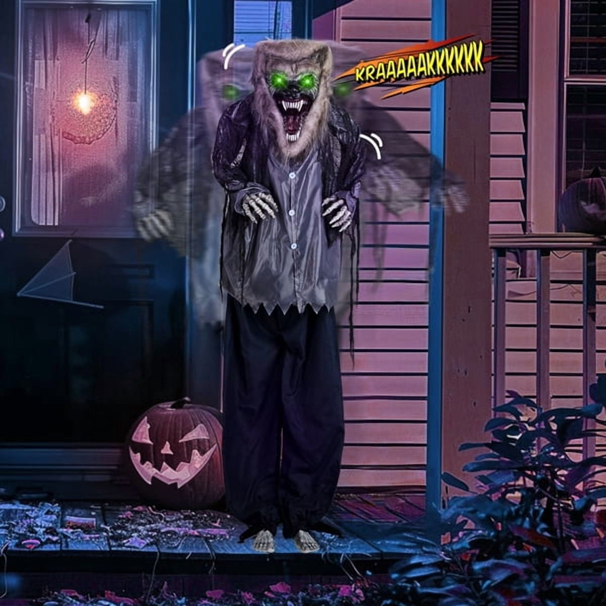 6.9FT Halloween Standing Decoration, Sensor-Activated , Waterproof Polyester for Yard/Garden