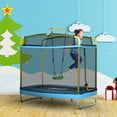 thumbnail image 1 of 6.9FT Toddler Trampoline for Outdoor/Indoor, Kids Trampoline with Enclosure, Swing, Gymnastics Bar, Rectangle Trampoline Small Kids Trampoline for Toddlers Age 3+, Blue, 1 of 7