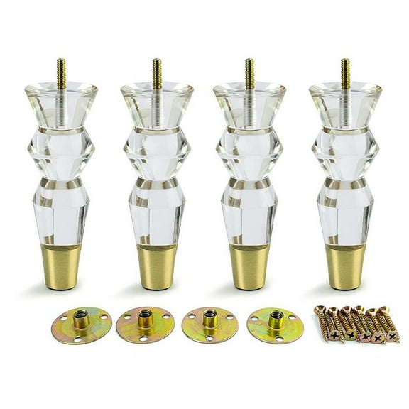 New Arrivals 6.9Inch Acrylic Furniture Legs Replacement Sofa Feet Cabinet Modern Clear Decor DIY Bed Tapered Style Set of 4