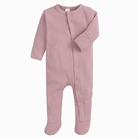 6-9Months Newborn Bodysuit Romper Baby Long Sleeve Footed Romper Ribbed Knit Bodysuit Jumpsuit For & Infants Newborn Fall Winter Gift Clothes,Pink Jumpsuit Sleep & Play Bodysuit