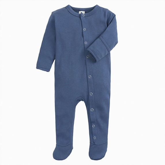 6-9Months Newborn Boys Girls Underwear Pajamas Rompers Baby Long Sleeve Footed Romper Ribbed Knit Bodysuit Jumpsuit For & Infants Blue Rompers Baby Fall Winter Clothing Gift