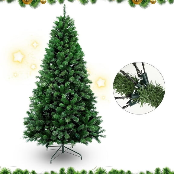 7ft Artificial Christmas Tree, Christmas Tree with 200 Color Changing LEDs, 813 Realistic Tips, Hinged Design & Metal Base, 8 Modes