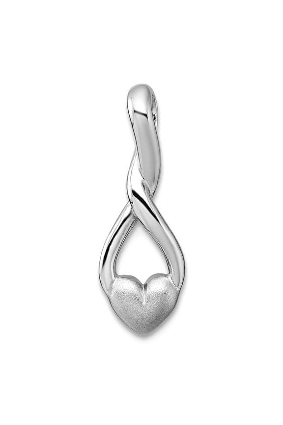 6.9mm 925 Sterling Silver Rhodium Plated Polished Brushed Fancy Love Heart Chain Slide Pendant Chain Necklace for Women