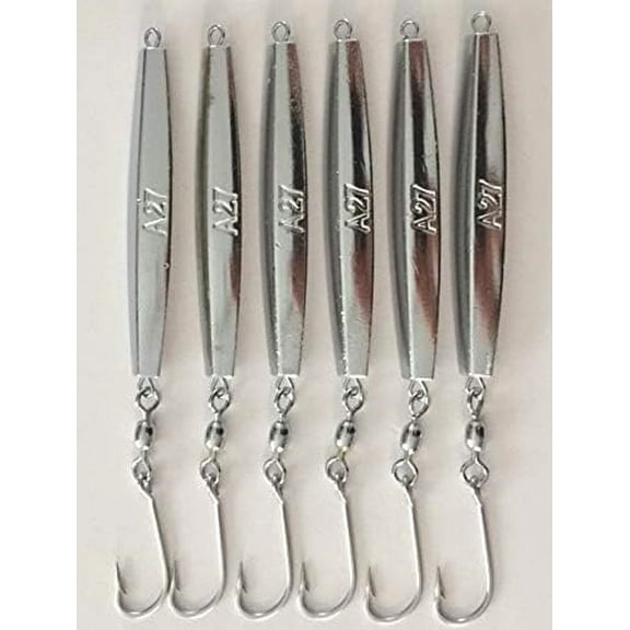 6- A-27 Ava Diamond Jigs 3 oz With 6/0 Stainless Steel Hooks