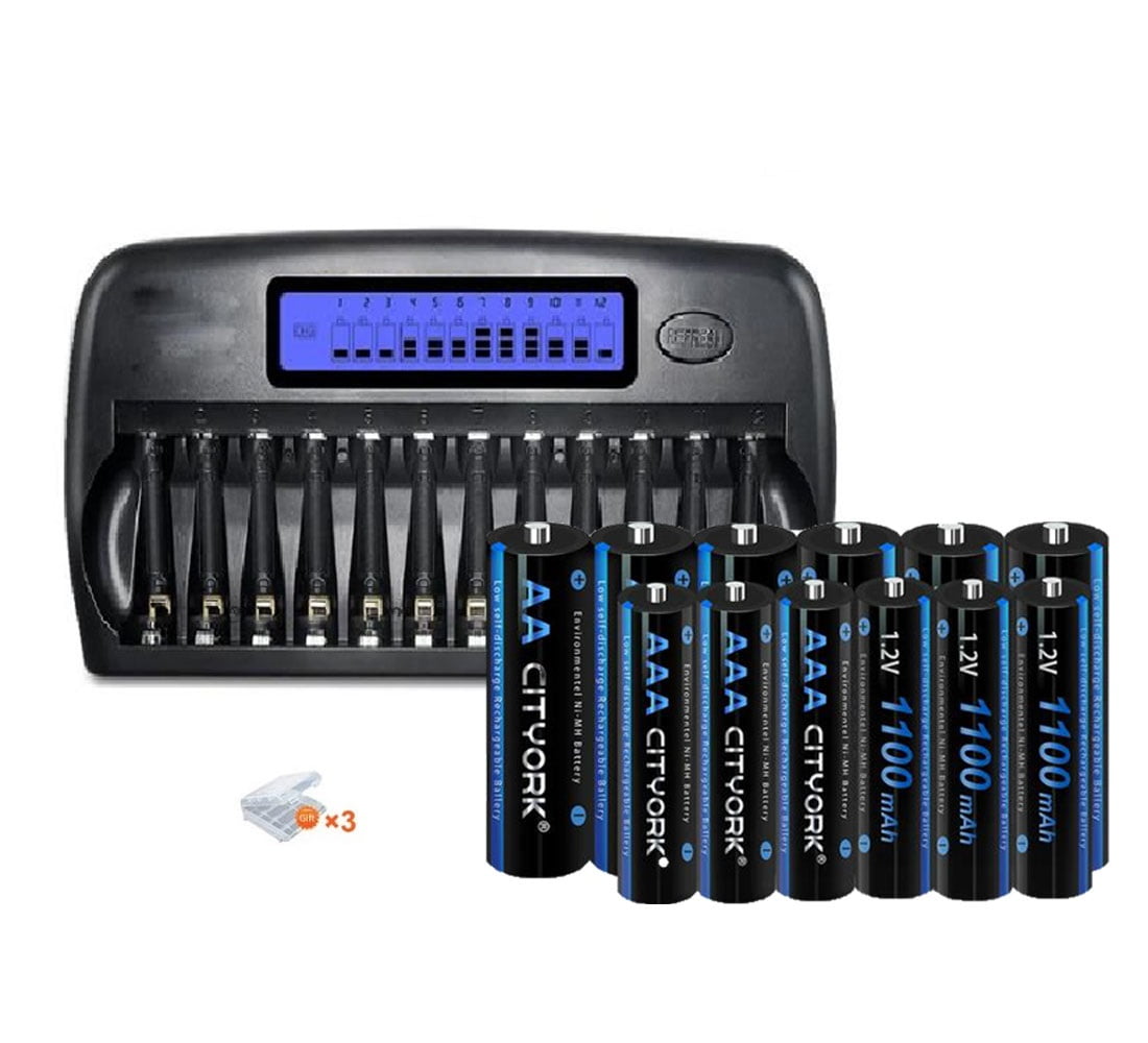 6 AA Batteries and 6 AAA Ni-MH Rechargeable Batteries with 12 slot ...