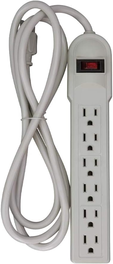 6 AC Outlet 6 Foot 14/3 AWG Long Power Cord Strip Electrical Wall Plug Socket Surge Protector Switch Adapter