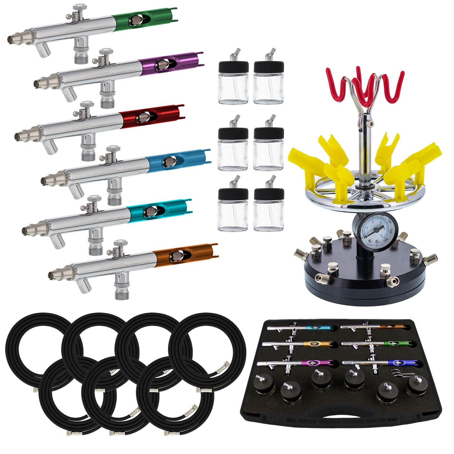 6 AIRBRUSH STATION-AIR BRUSH-Auto/Car Paint-Nail-Tattoo