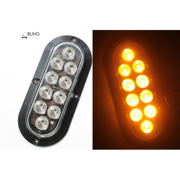 6" AMBER Oval FLANGE SURFACE MOUNT LED Turn Tail Light Trailer Truck Waterproof 35102C-A