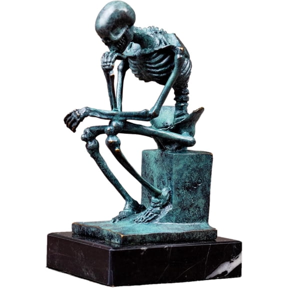 6" Abstract Bronze Thinker Sculpture-Rodin The Thinker Art Bronze Statues and Sculptures Home or Office Decorations for Halloween (Green Patina)