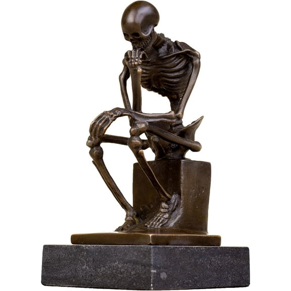 6" Abstract Thinker Sculpture - Rodin The Thinker  Art Bronze Statue for Home or Office Halloween Decorations