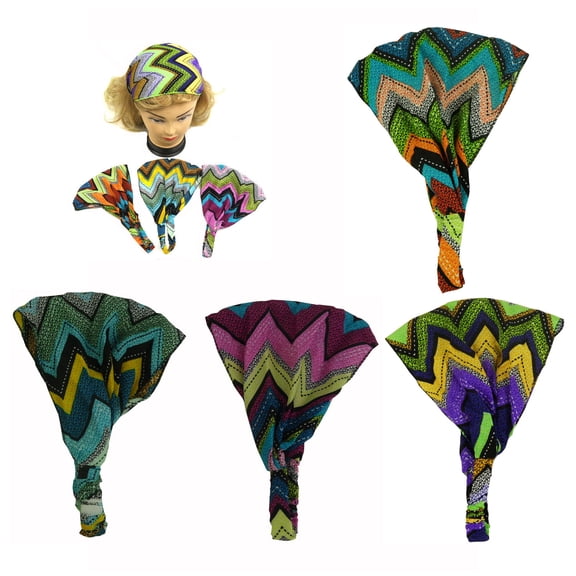 6 Adjustable Wide Headbands with Elastic (Chevron)