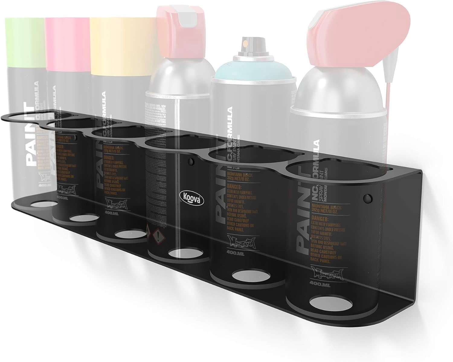 Touri 6-Pack Spray Can Holder Rack - Garage Organizer For Paint & Lubricant Cans