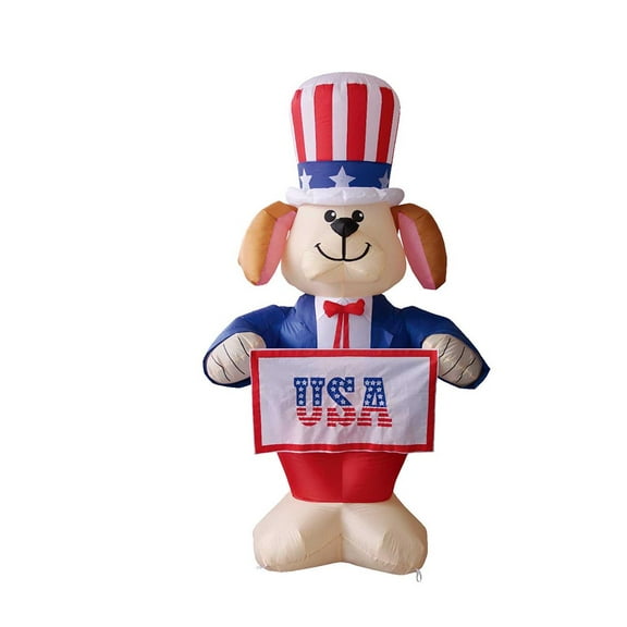 6' Air Blown Inflatable USA Patriotic Dog w/ Banners Yard Decoration Y728