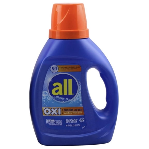 6 All Liquid Laundry Detergent, Sunshine Fresh Scent OXI + Odor Lifter 36 oz
