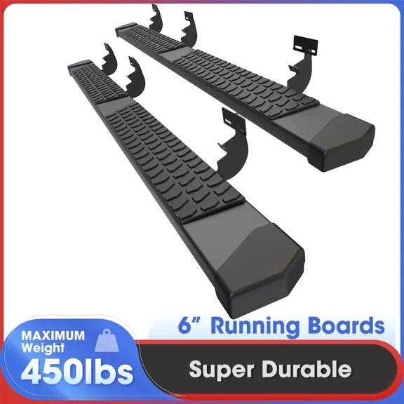 6" Running Boards for 2009-2018 Dodge Ram 1500, 2010-2024 Ram 2500 3500 Crew Cab Side Steps,Black Textured Aluminum Nerf Bars
