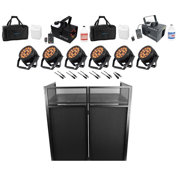 (6) American DJ 18P HEX IP Outdoor LED DMX Par Lights+Hazer+Fogger+Bags+Cables