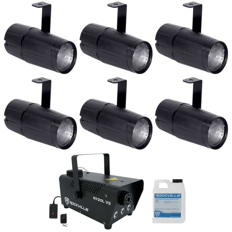 6 American DJ ADJ PINSPOT LED II 3W Compact Cool White LED Stage Lights Fogger