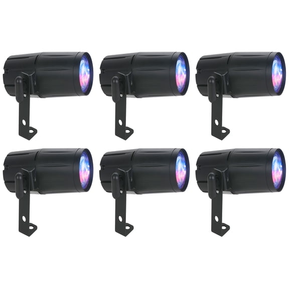 (6) American DJ PINSPOT LED QUAD DMX 8W RGBW Pinspot Lights w/ Remote For Events