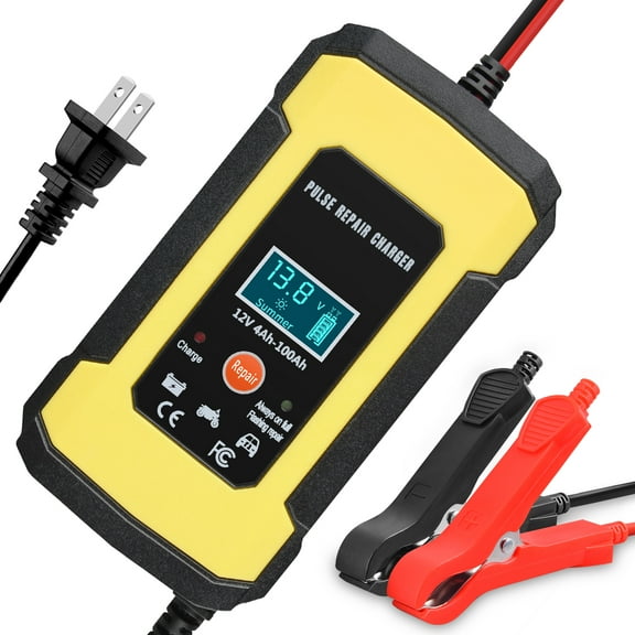 6-Amp Car Battery Charger,Smart Battery Trickle Charger 12V6A Automotive Battery Maintainer Desulfator w/ Temp Compensation Intelligent Pulse Repair Lead Acid Battery Charger for Car Truck Moto