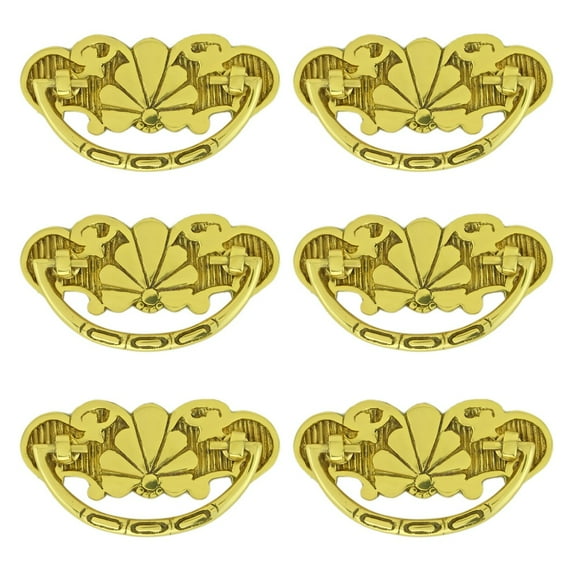 6 Antique Cabinet Drawer Pull Solid Brass Scalloped Renovator's Supply
