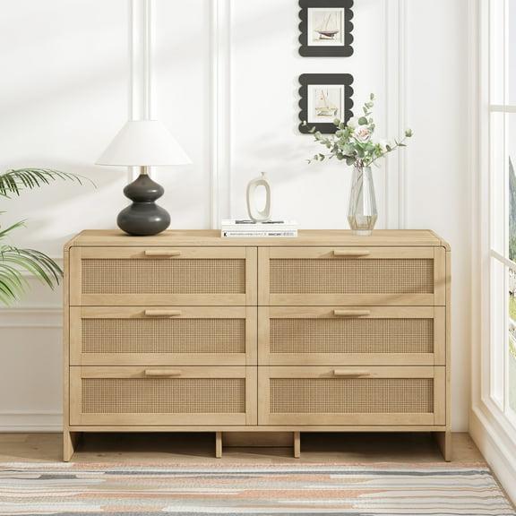6 Arc Shaped Cabinet - Modern Natural Look Unadorned Corner 6 Drawers, Functional