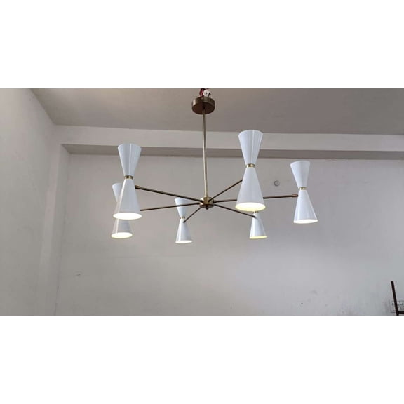6 Arm 12 lights Sputnik Chandelier Modern Mid Century Light Fixture Mid Century
