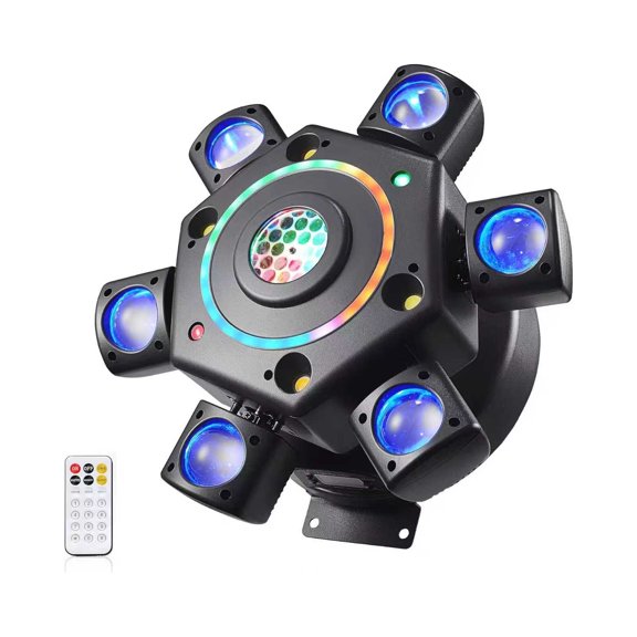 6-Arm 5th Gen Stage Light, 7-in-1 Multi-Function with Remote & DMX512 Control, 24-Channel Sound-Active Rotating Beam for Bars/KTV/Weddings, Adjustable Dimming & Flicker, DJ Disco Lighting Equipment