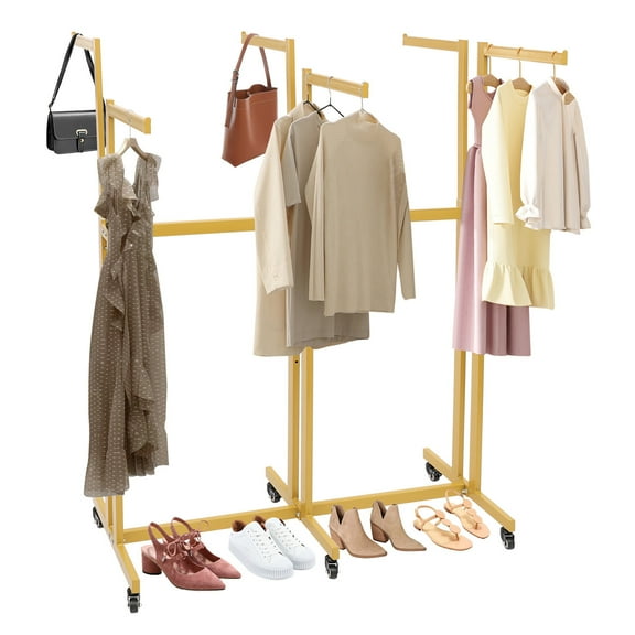 6-Arm Clothing Retail Rack Adjustable Iron Garment Display Rack W/Wheels