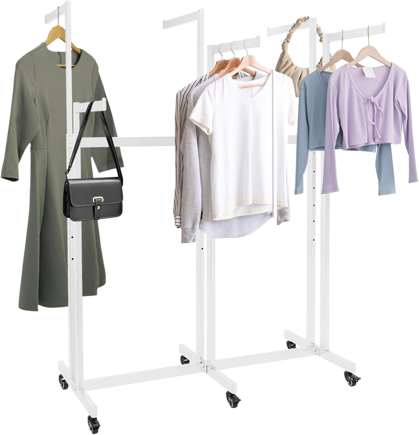 6 Arms Clothing Retail Rack, Floor Standing Metal Garment Rack with ...