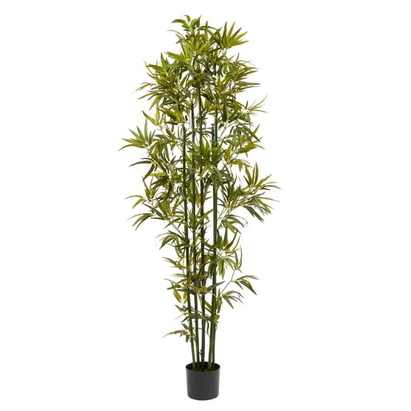 6" Artificial Bamboo Tree with Green Trunks and Realistic Leaves for Indoor Home Decor by Pure Garden